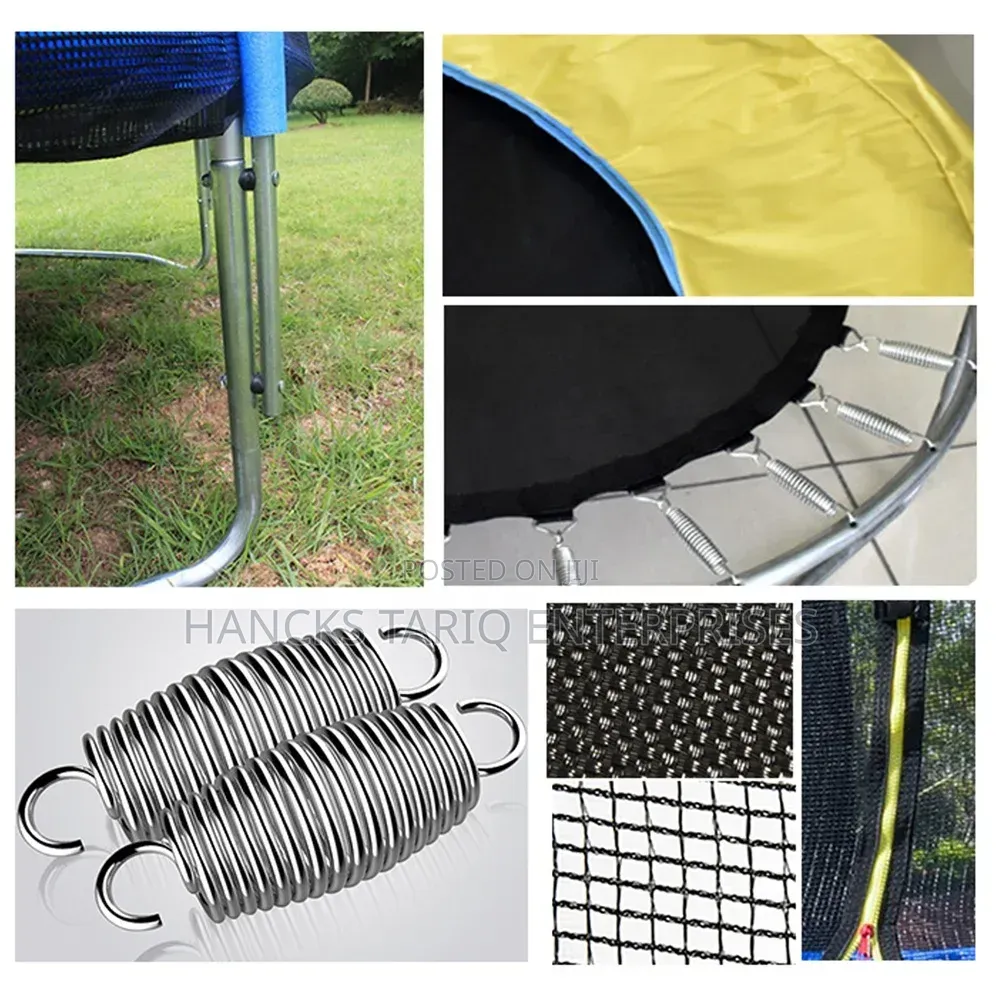 Trampoline With a Safety Enclosure Net and Access Ladder.
