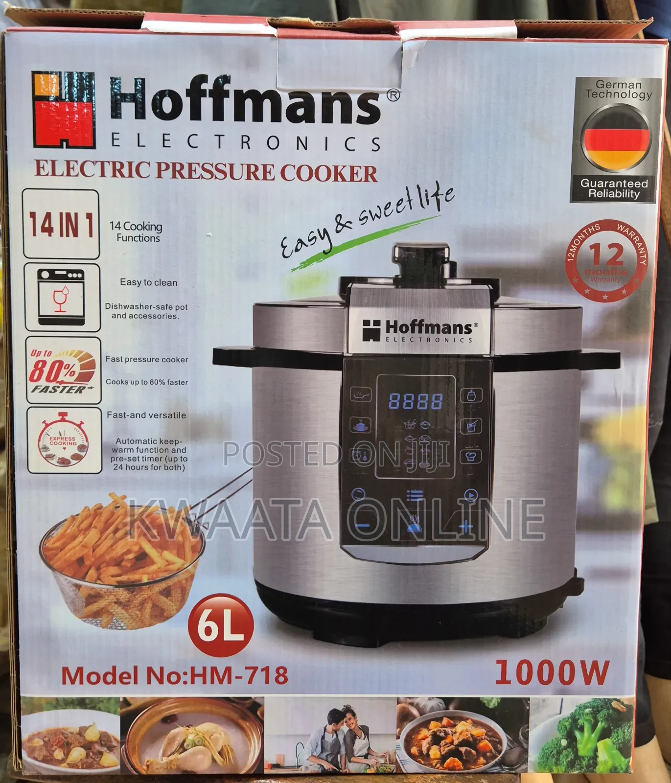 14in1 Hoffmans 6l Electric Pressure Cooker Deep Fryer With Basket, Pot