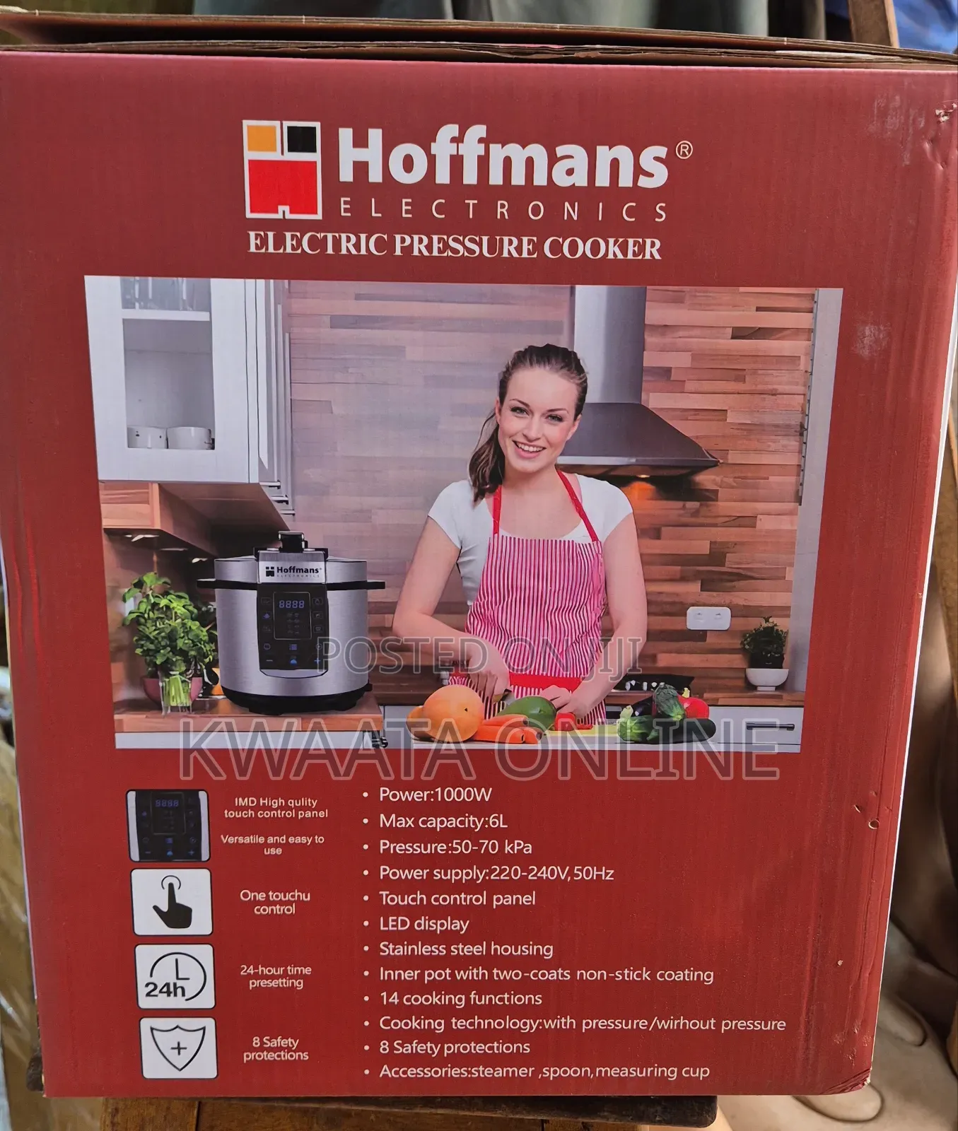 14in1 Hoffmans 6l Electric Pressure Cooker Deep Fryer With Basket, Pot