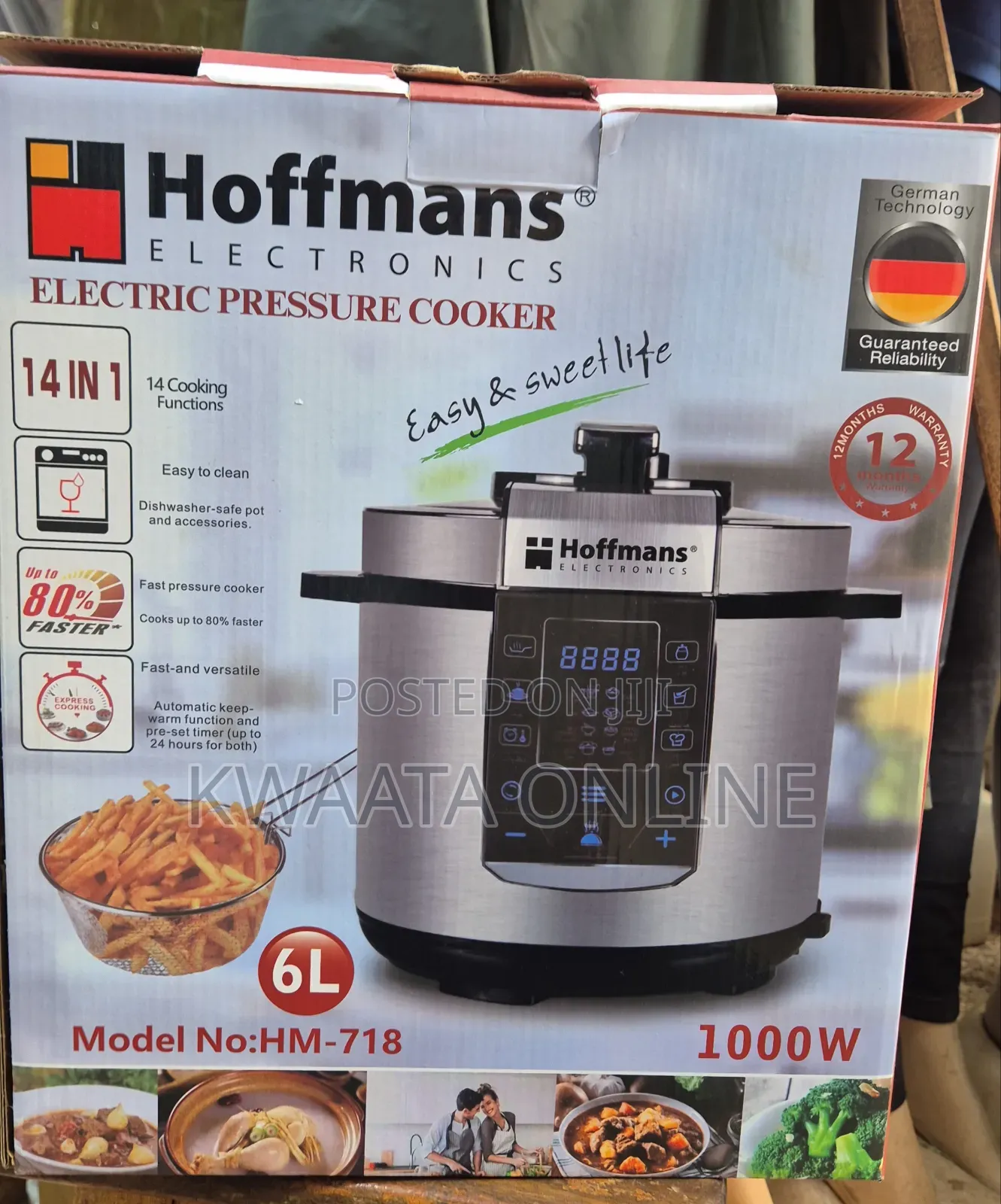 14in1 Hoffmans 6l Electric Pressure Cooker Deep Fryer With Basket, Pot