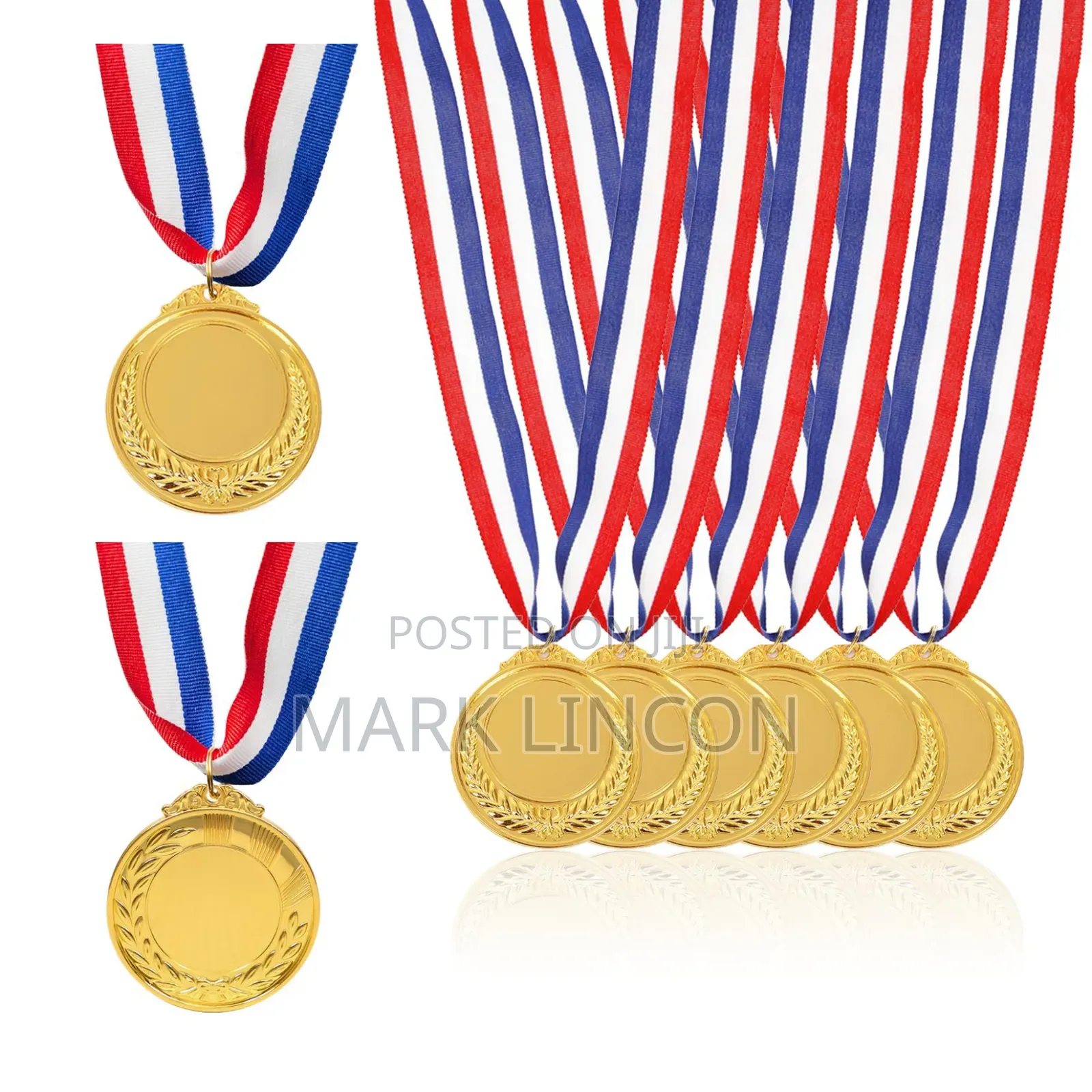 Blank Gold Award Medal With Uganda Ribbon for Custom Logo