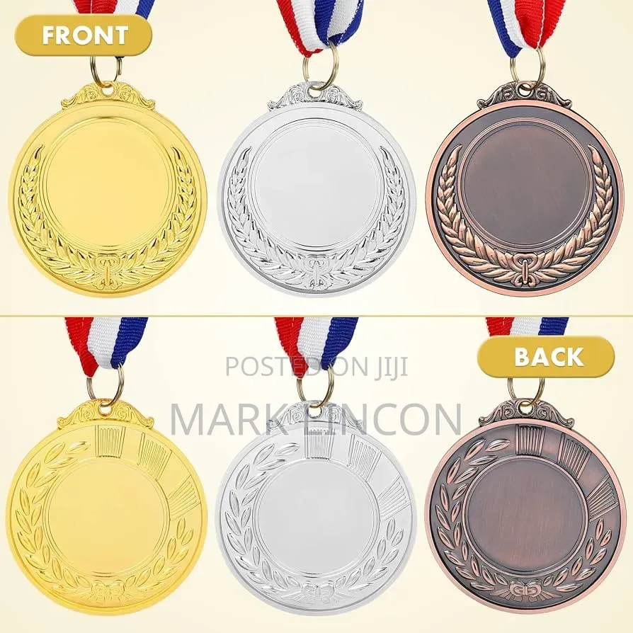 Blank Gold Award Medal With Uganda Ribbon for Custom Logo