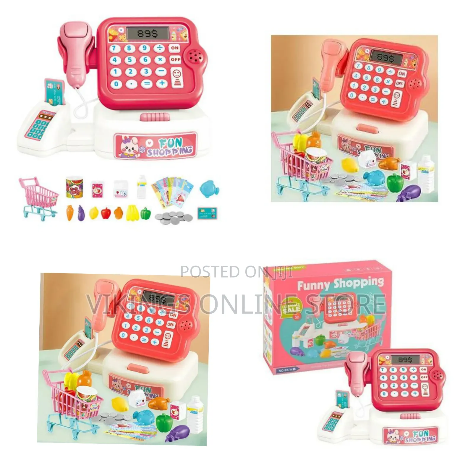 29 PCS Kids Pretend Play Supermarket Cash Register Set Toy Scanner