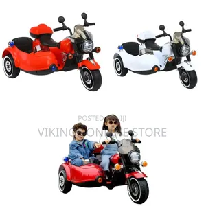 3-Wheeled Electric Motorcycle With Classic Sidecar for Kids Ride On