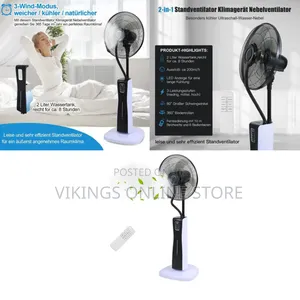 Oscillating Pedestal Spray Fan, Cooling Standing Floor Misting Fan
