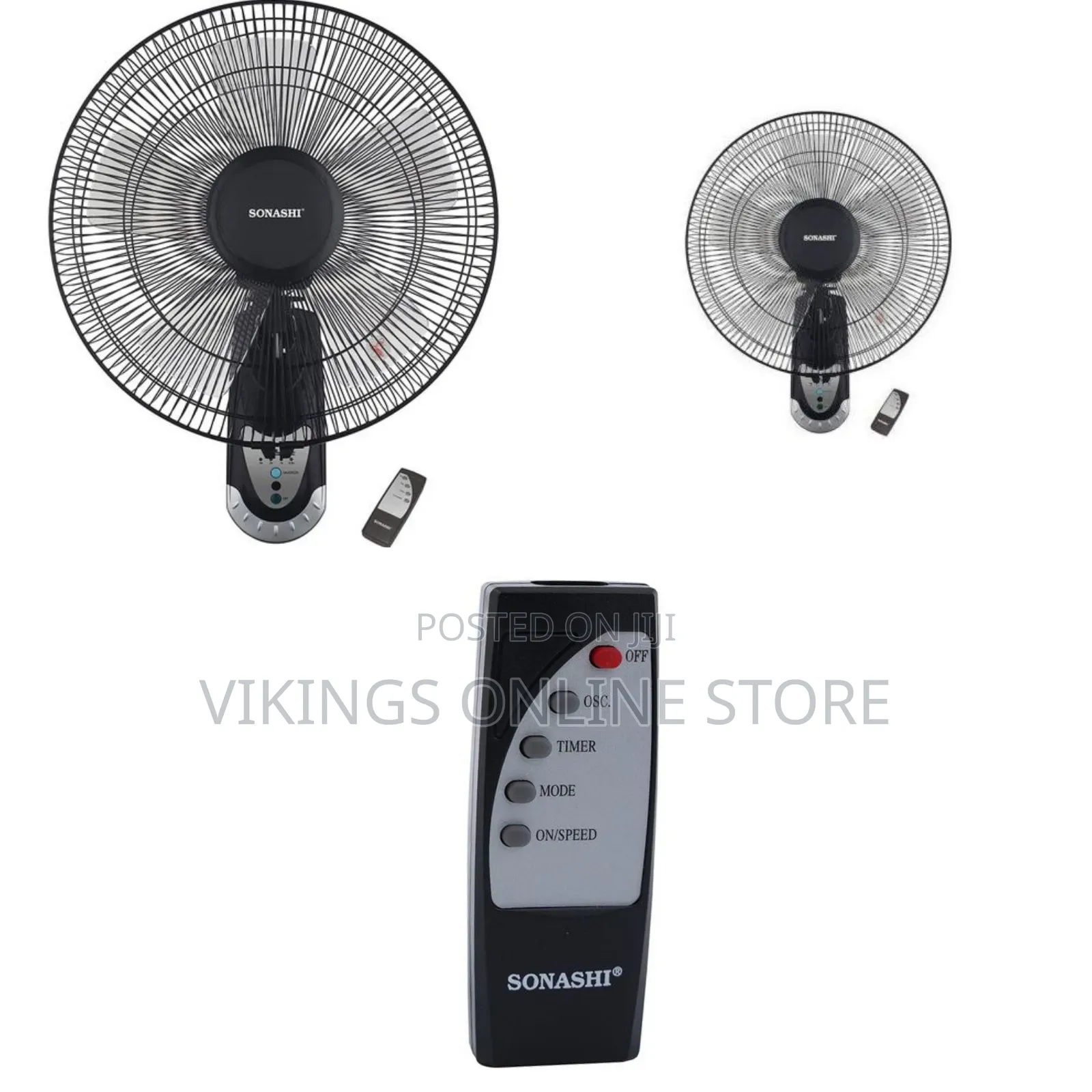 Sonashi 16 Inch Wall Fan With Remote Control Black SF-8007WR