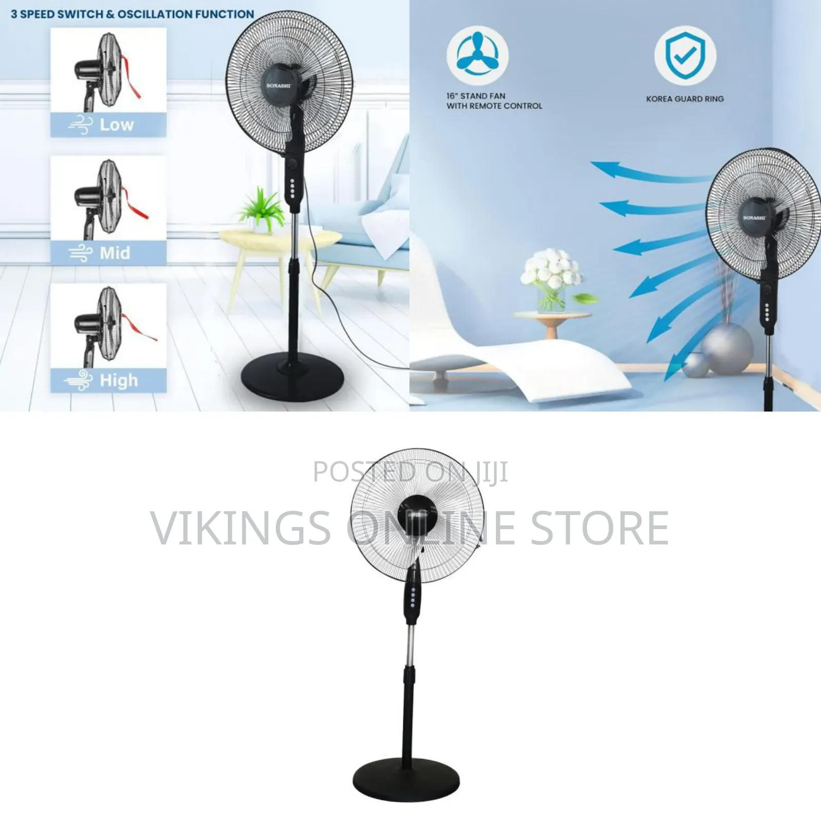 Sonashi SF-8027SR Stand Fan 16 Inch Floor Fan With Remote Control