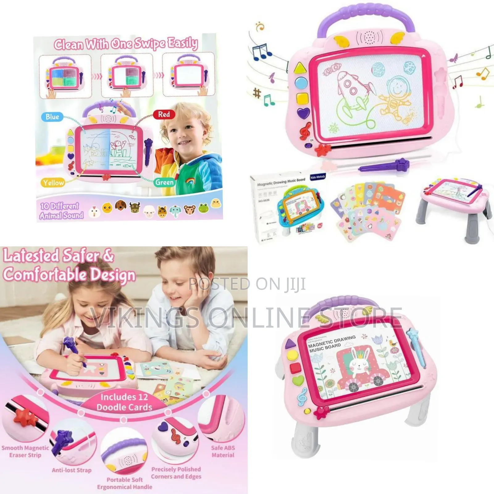 Magnetic Drawing Board, 3IN1 Light Up Musical Doodle Board for Toddler
