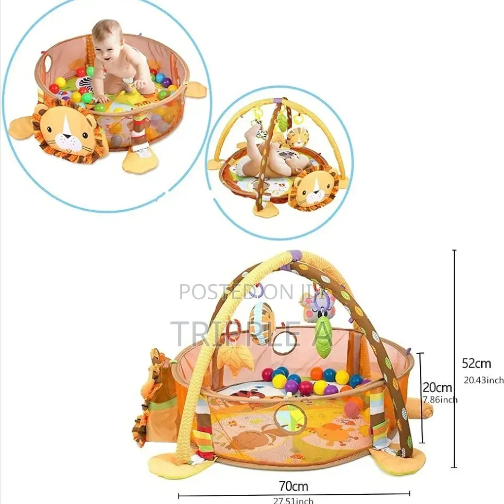 3 in 1 Cartoon Baby Infant Activity Gym Play Mat