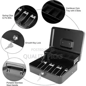 Cash Box With Money Tray and Key Lock Standard Register Style