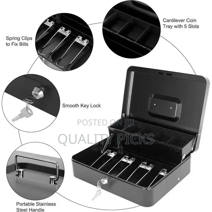 Cash Box With Money Tray and Key Lock Standard Register Style