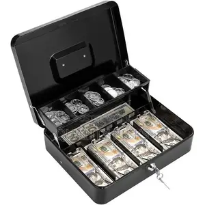 Cash Box With Money Tray and Key Lock Standard Register Style