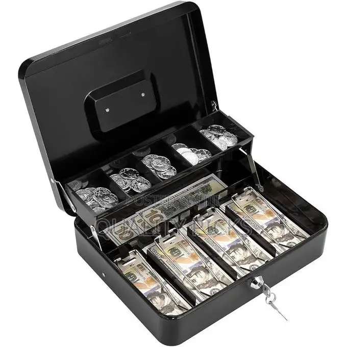 Cash Box With Money Tray and Key Lock Standard Register Style