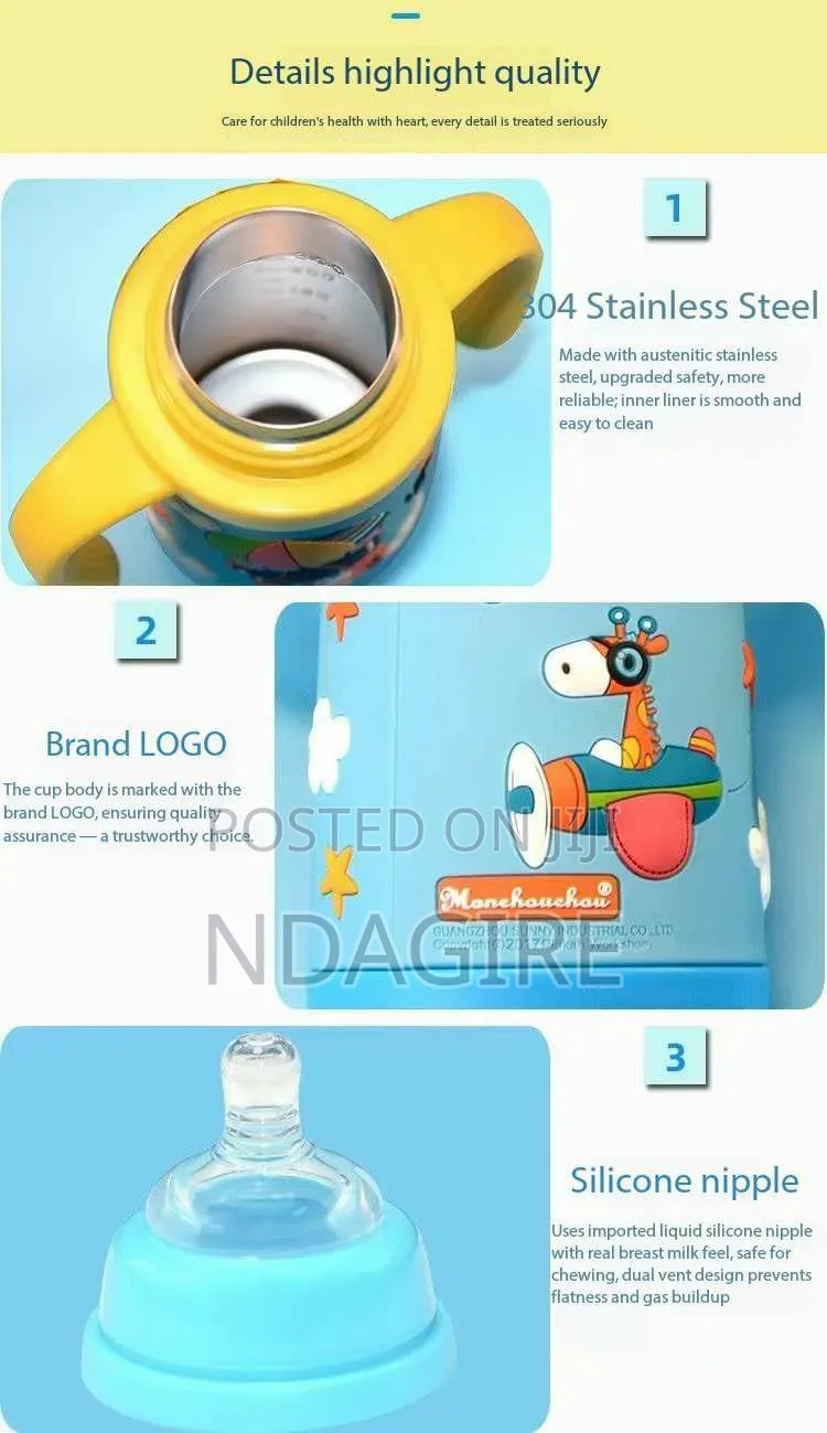 Vacuum Sealed 3-Stage Children’s Insulated Bottle Set
