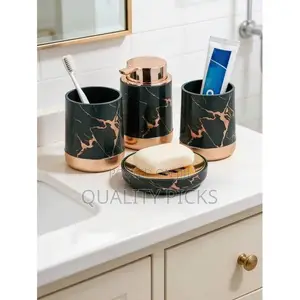 4 Piece Luxury Marble Bathroom Accessories Set Ceramic
