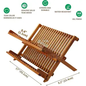 Bamboo Dish Drying Rack With Utensil Holder Draining Rack