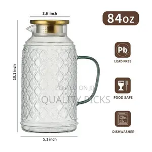 Glass Pitcher With Lid Liter Vintage Water Pitcher