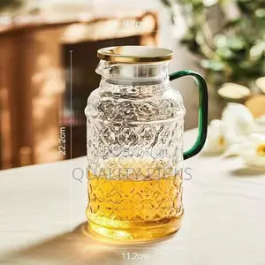 Glass Pitcher With Lid Liter Vintage Water Pitcher