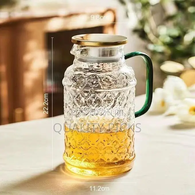 Glass Pitcher With Lid Liter Vintage Water Pitcher