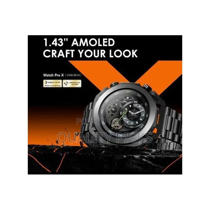 Oraimo Scratch-Resistant Glass Pro X 1.43'' Amoled Smart Watch