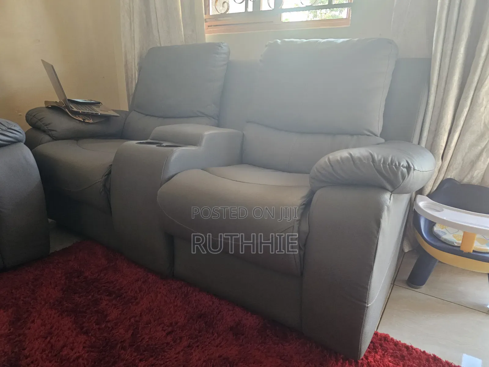 Uk Used HOMCOM Grey Faux Leather Recliner