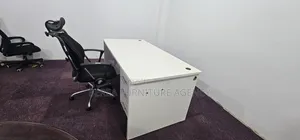 White Office Desk and Orthopedic Chair