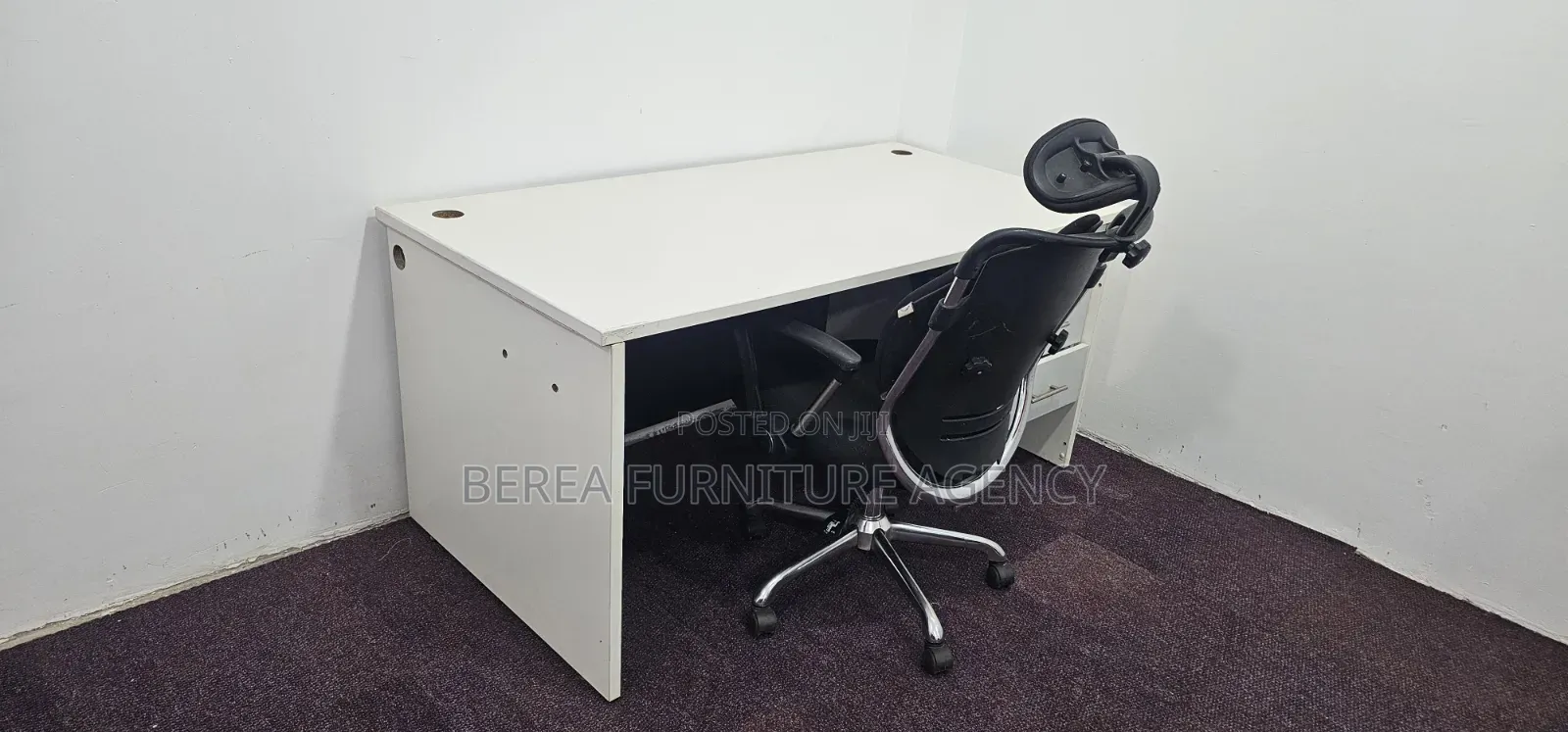 White Office Desk and Orthopedic Chair