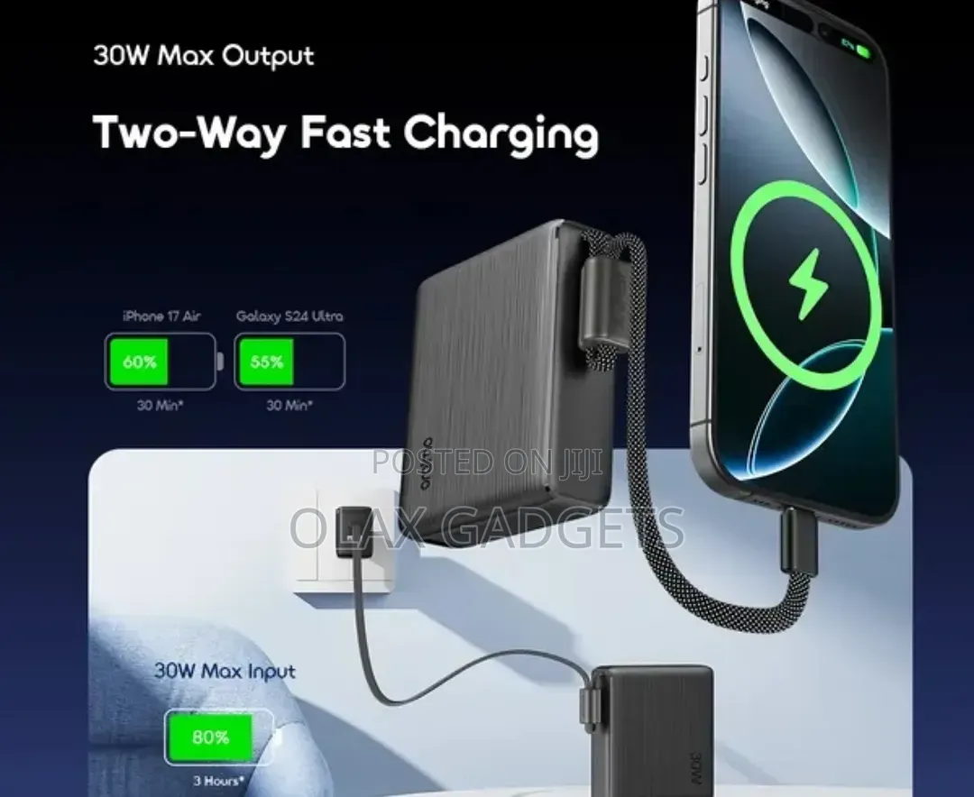 Oraimo PowerNova L21 20000mAh 30W Fast Charge PowerBank Built-in Cable