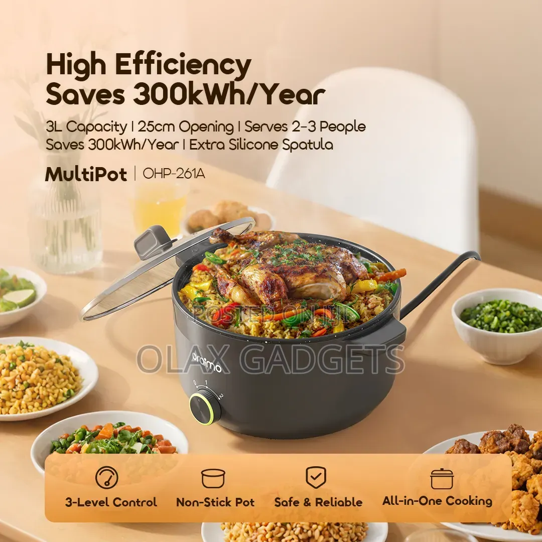 Oraimo MultiPot OHP-261A 3L Electric Cooker 1000W Non-Stick Hot Pot