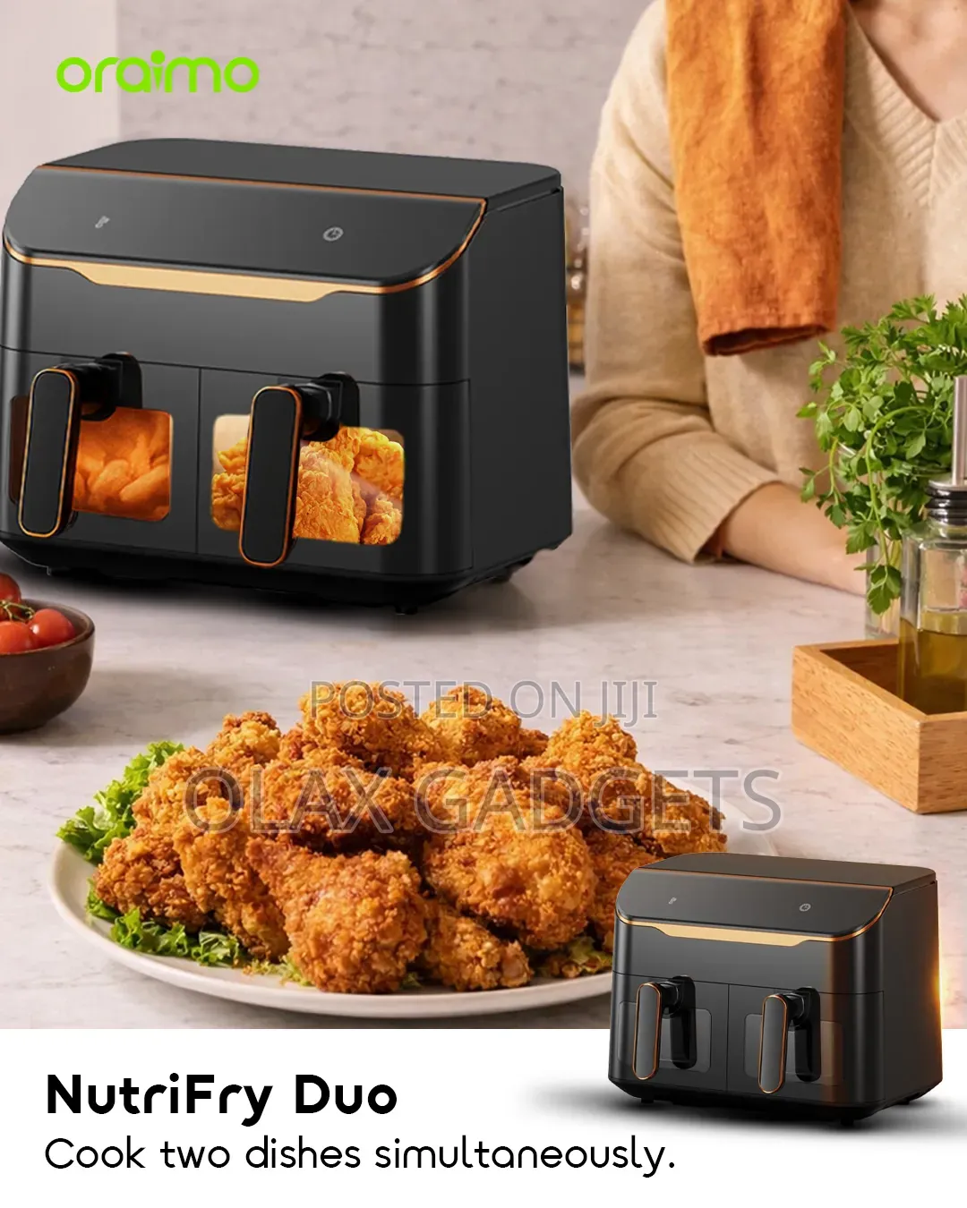 Oraimo NutriFry Duo 8L Dual Basket Smart Air Fryer OH-AF510N 2800W