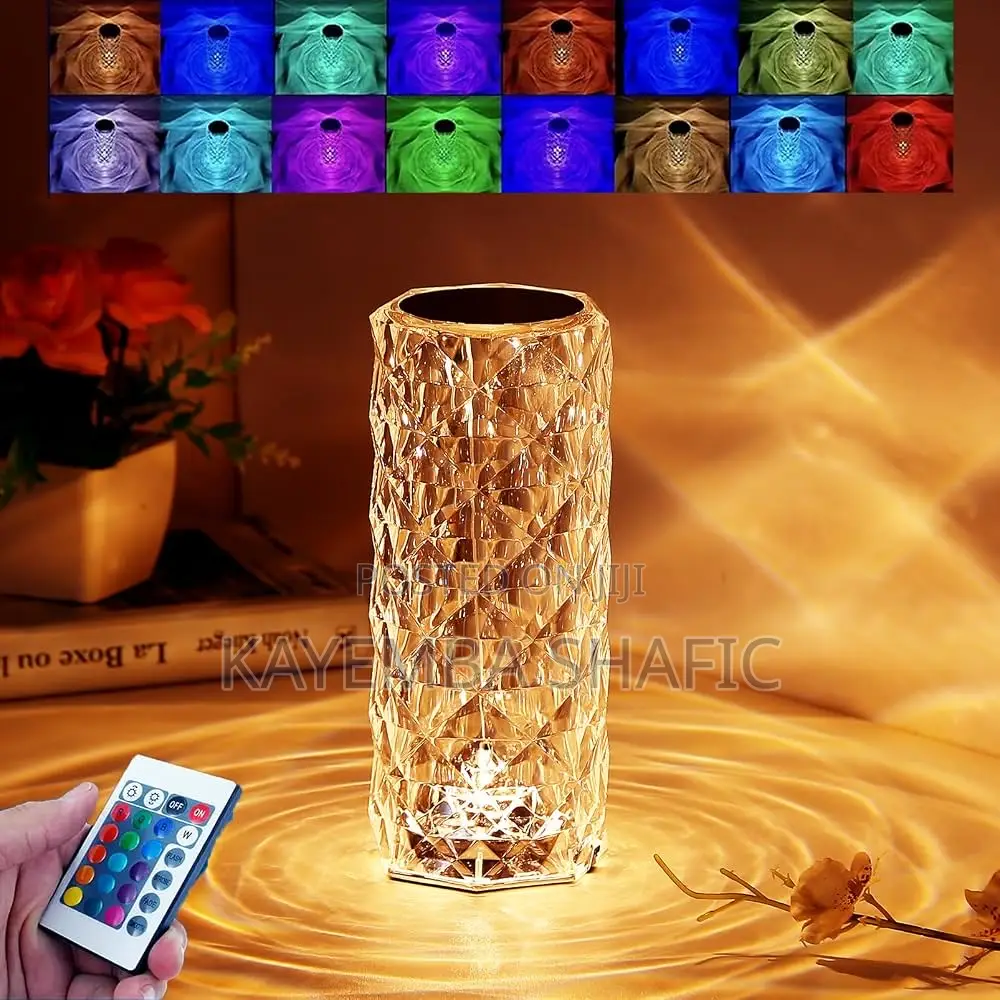 Rechargeable Crystal Rose Diamond LED Table Lamp With Remote