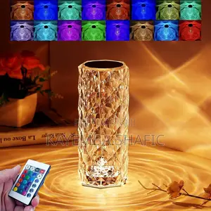 Rechargeable Crystal Rose Diamond LED Table Lamp With Remote