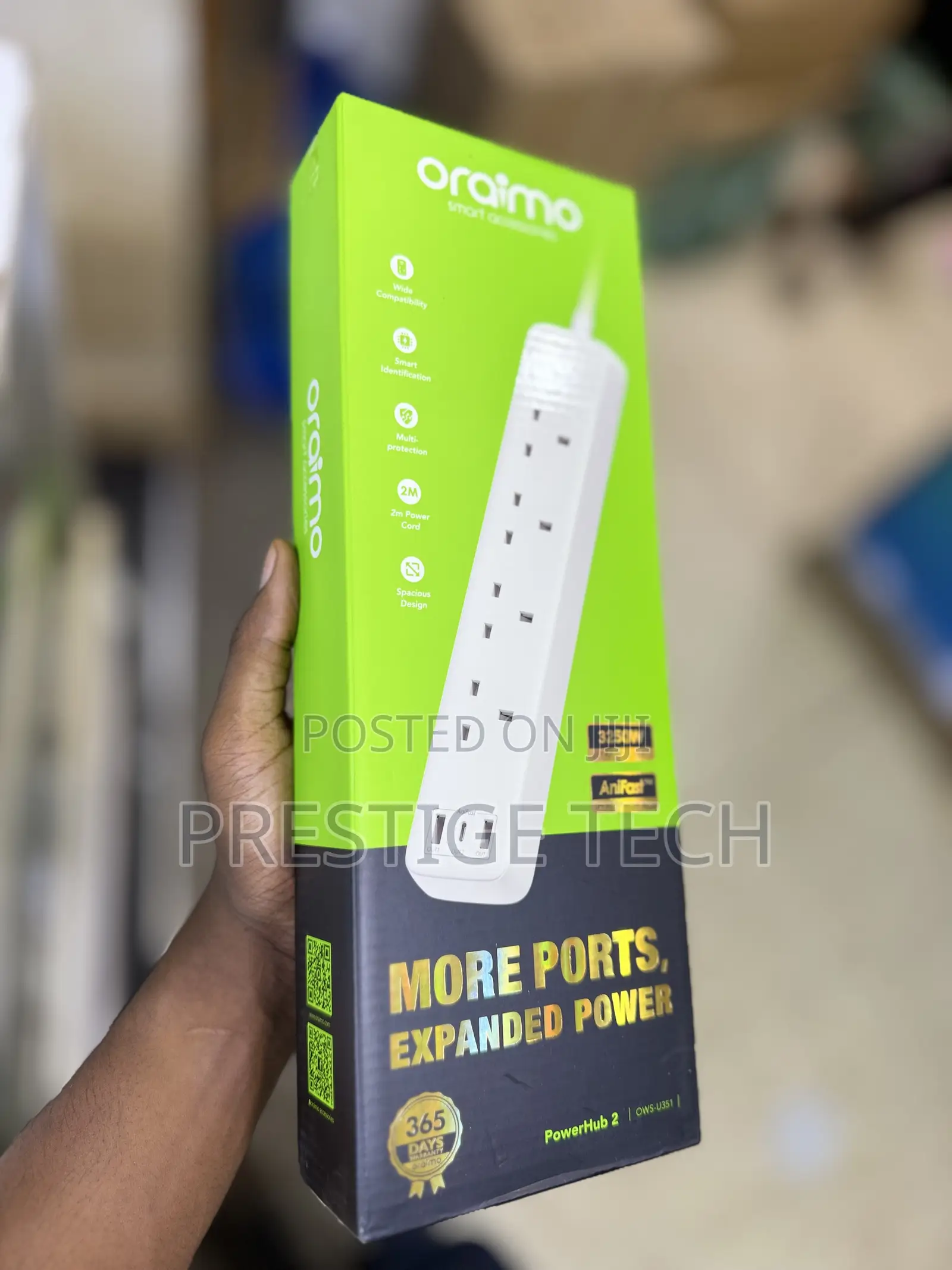 Oraimo Power Hub 2 Extension 4AC Outlets 3 USB Ports Power Strip