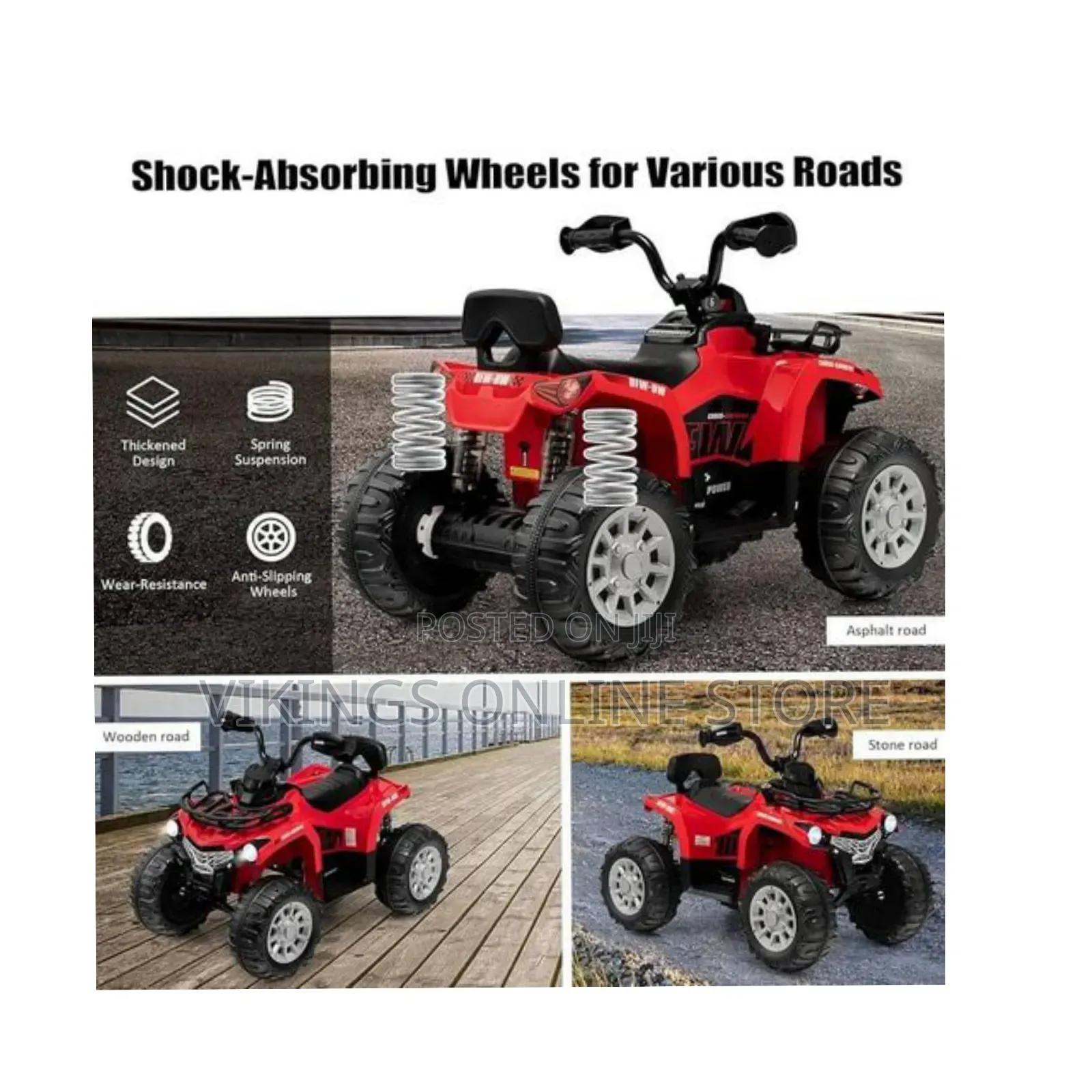 Kids ATV, 12V Battery Powered Electric Vehicle W/ Music, Headlights