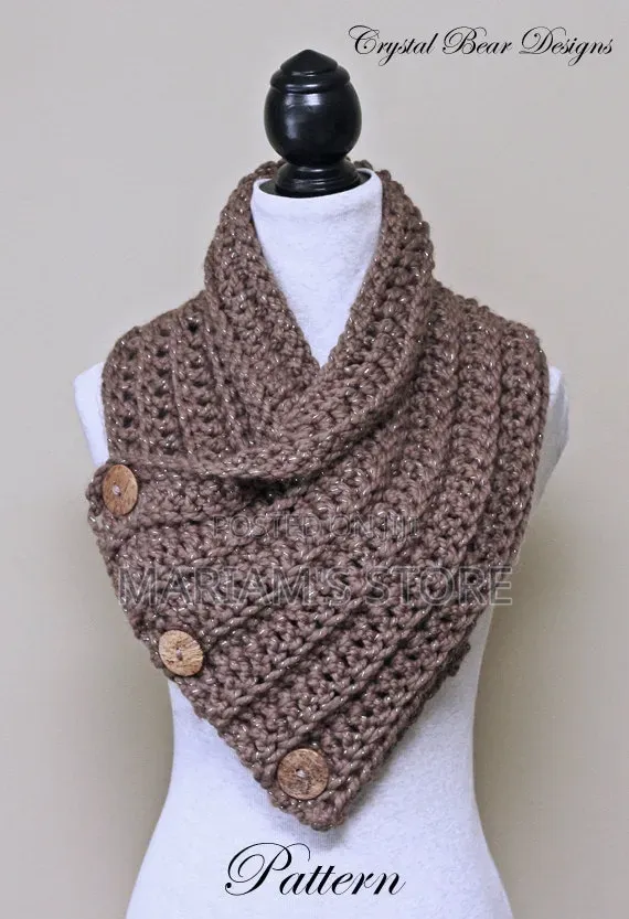 Chunky Crochet Cowls With Prominent Buttons.