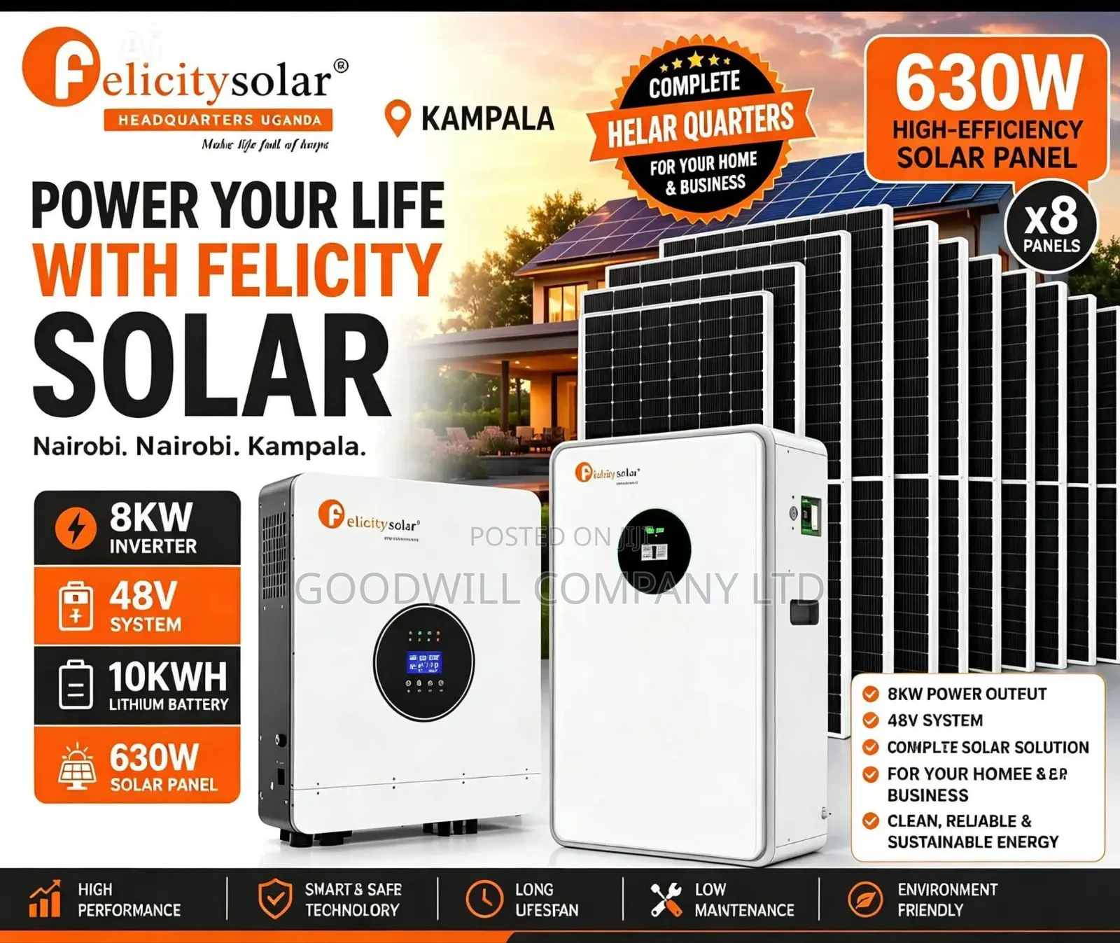 10kwh 8kva 48v Felicity Hybrid Complete Solar System