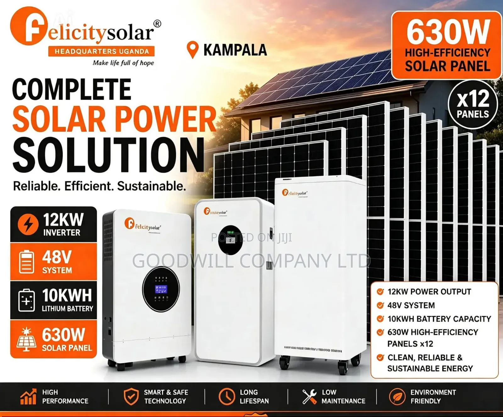 10kwh 12kva 48v Felicity Complete Solar System