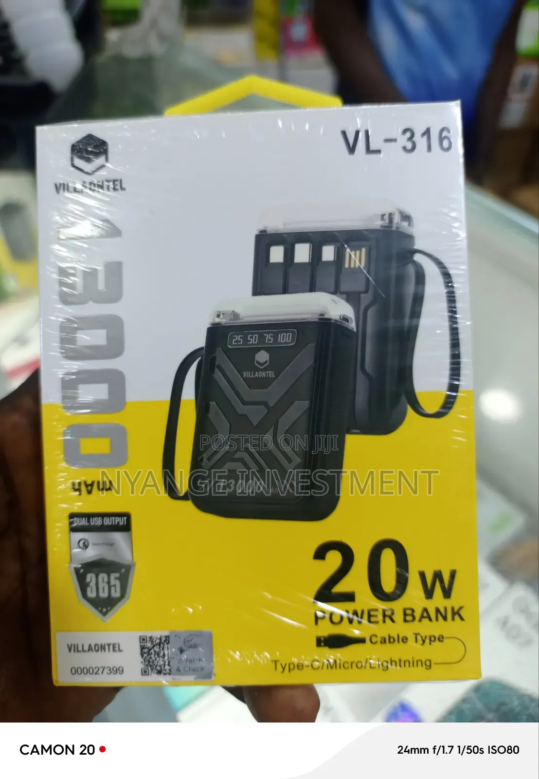 Villaontel VL-316 Power Bank With a 13,000mAh Capacity and 20W Output.