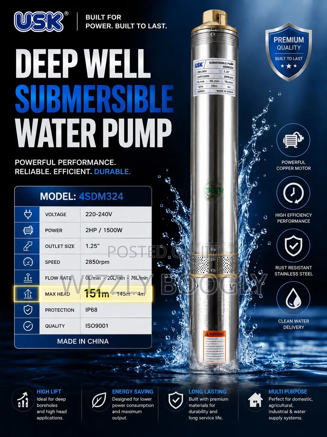 Submersible Deep Well Water Pumps USK