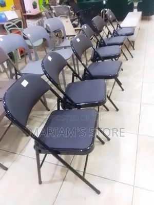 Black Vinyl-Padded Metal Folding Chairs,