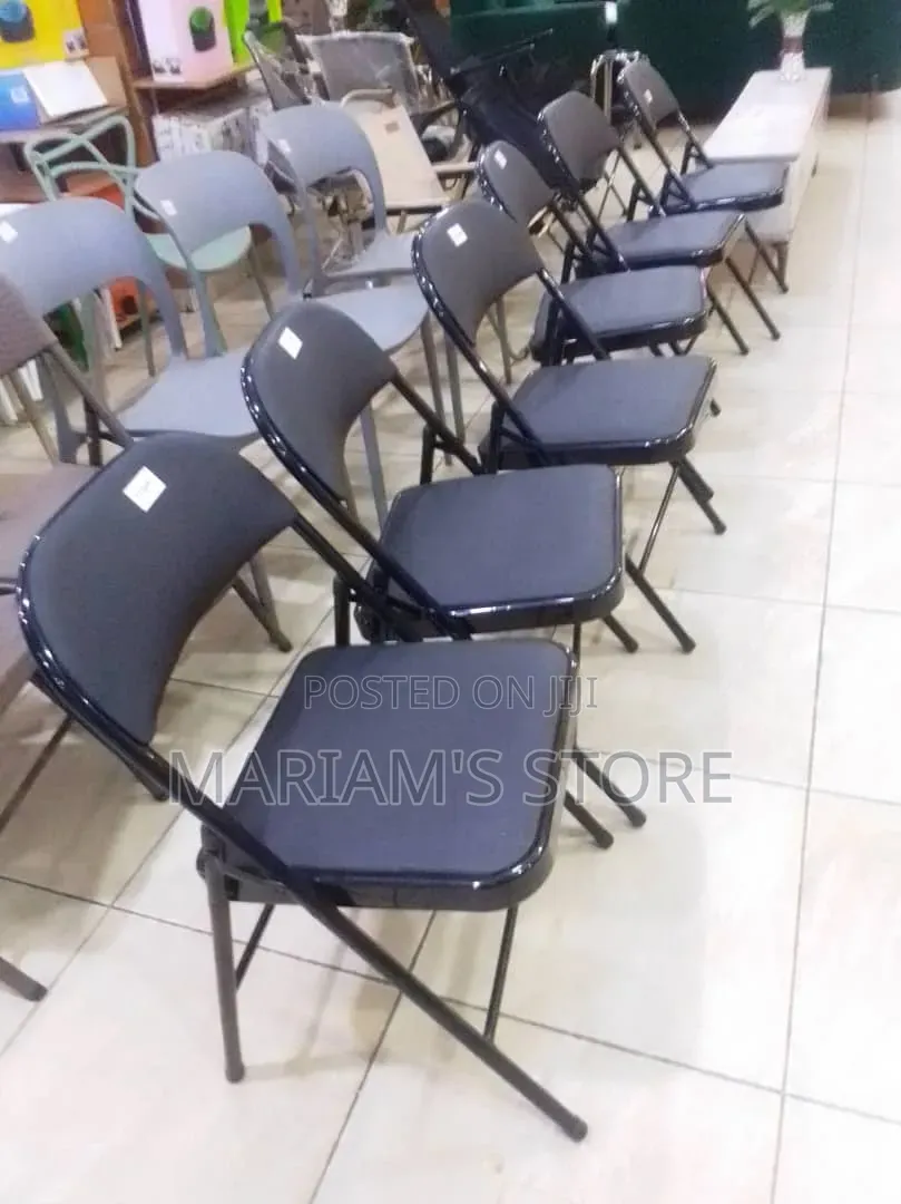 Black Vinyl-Padded Metal Folding Chairs,