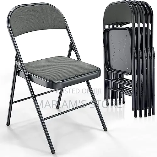 Black Vinyl-Padded Metal Folding Chairs,