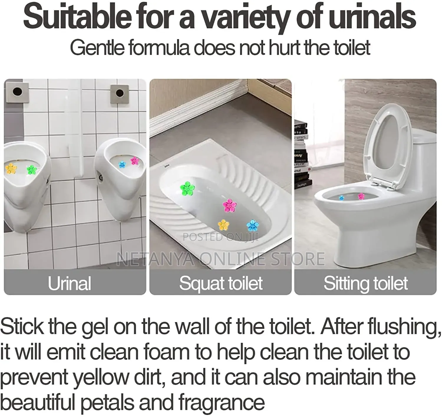 3pcs Toilet Cleaning Stamp Flowers and Freshener
