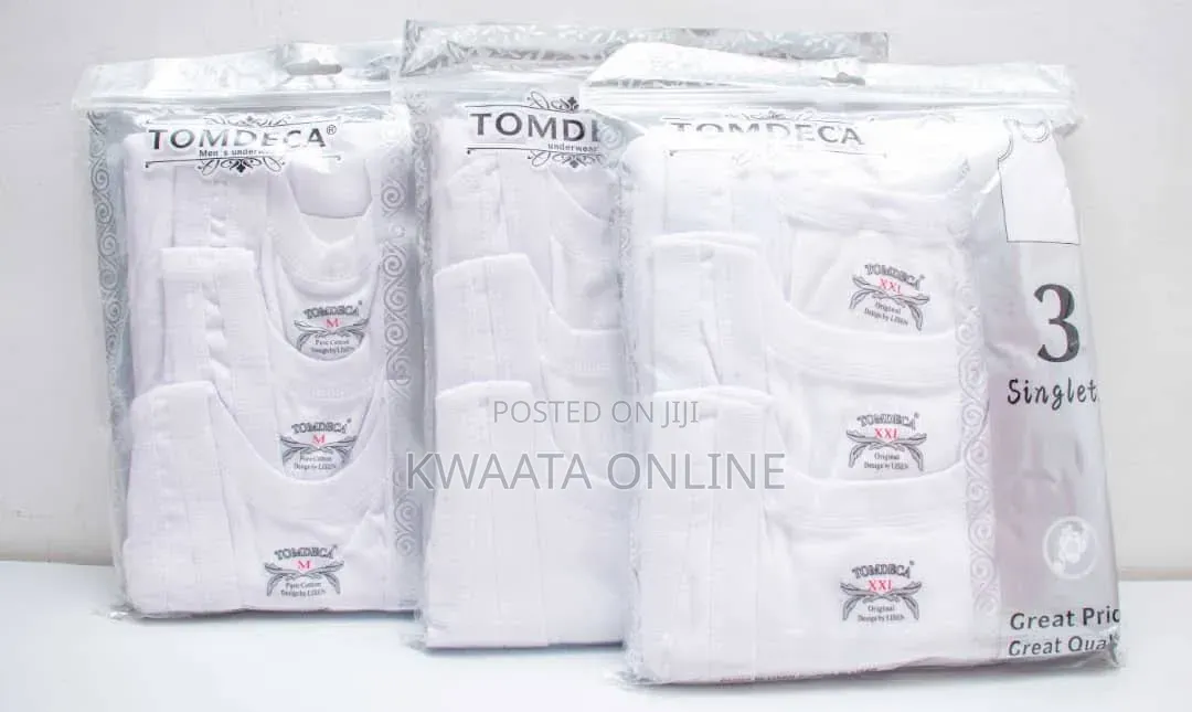TOMDECA Vests Men's White Cotton Singlets (3 Pieces) – Premium Soft