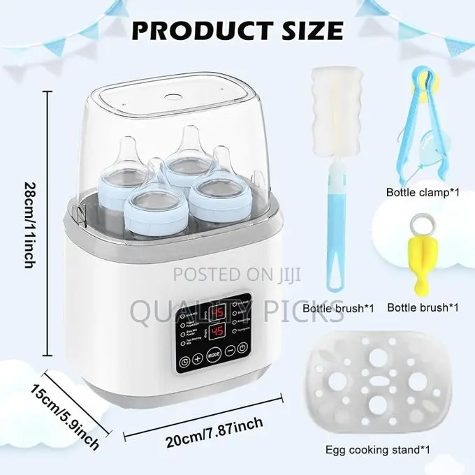 8-in-1 Baby Bottle Warmer, Adjustable Temperature Sterilizer