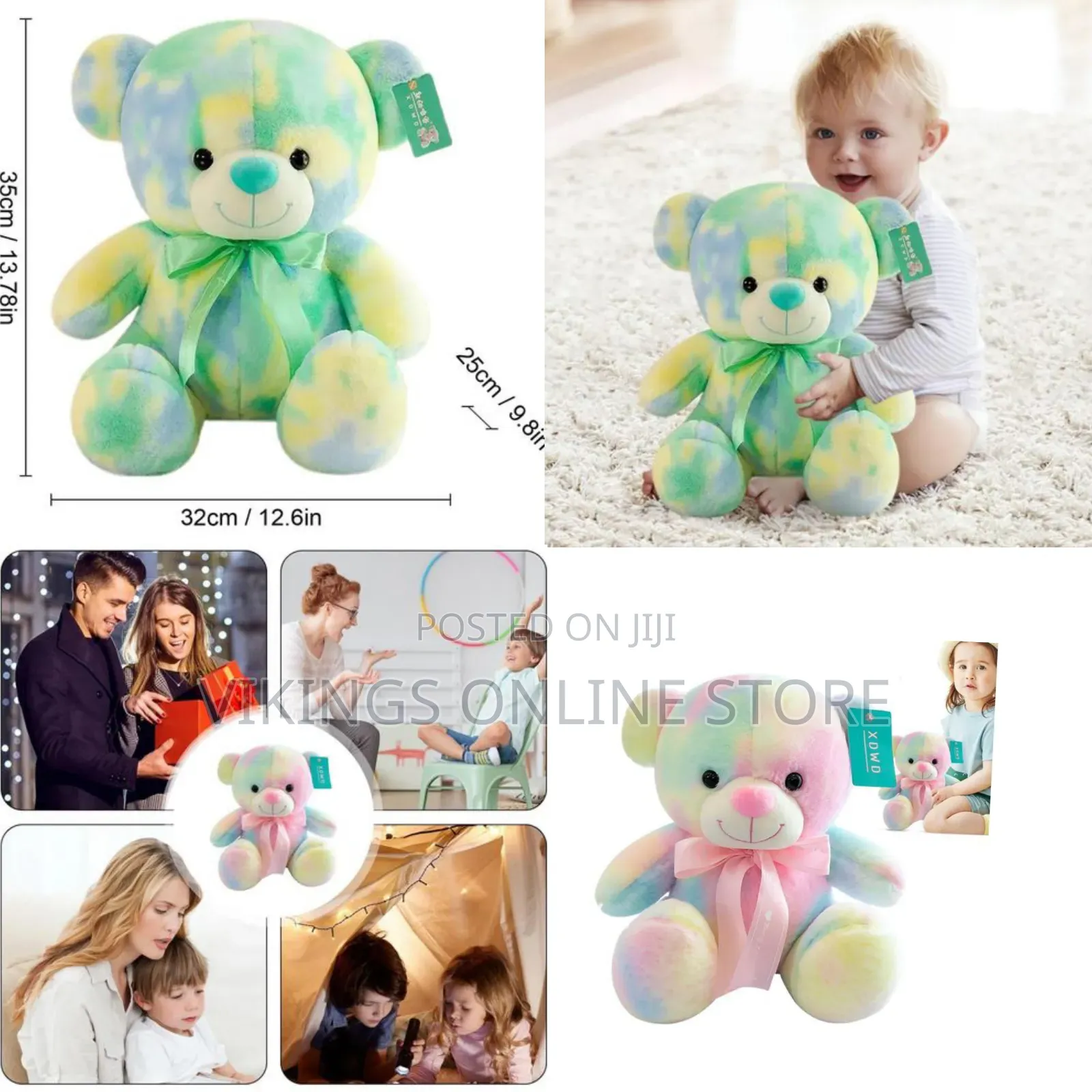 60CM Rainbow Plush Bear Sitting Colorful Toy