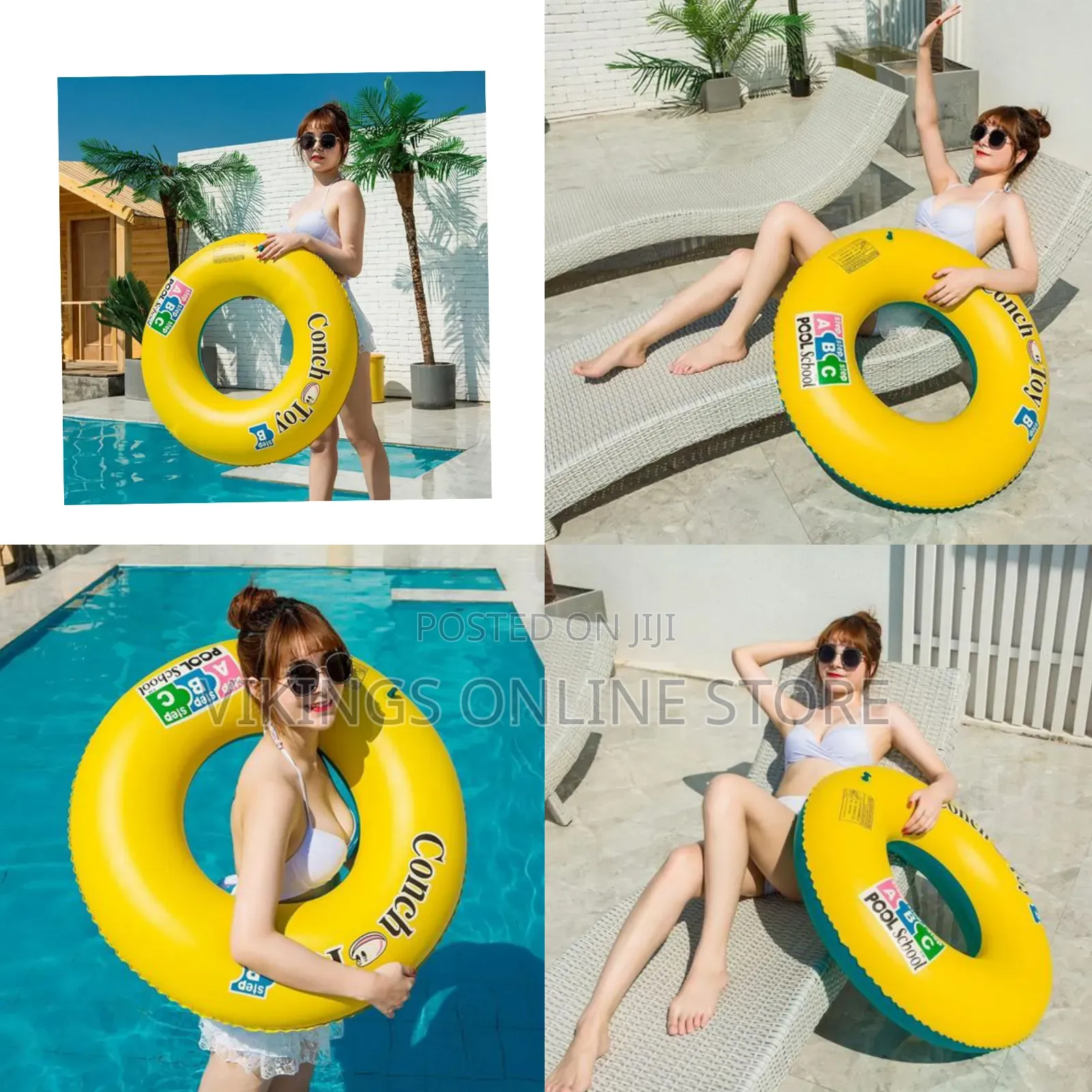 90CM Rubber Swimming Ring Pool Float: Kids and Adults Inflatable