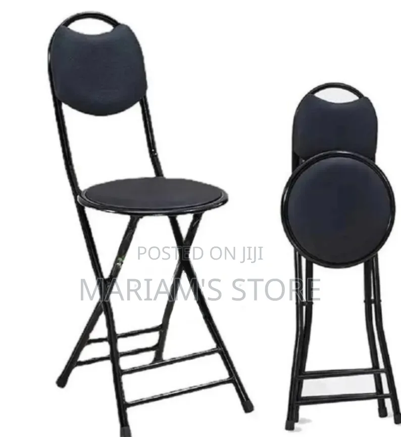 Portable Folding Desk Chair, a Round Padded Seat and a Curved Backrest