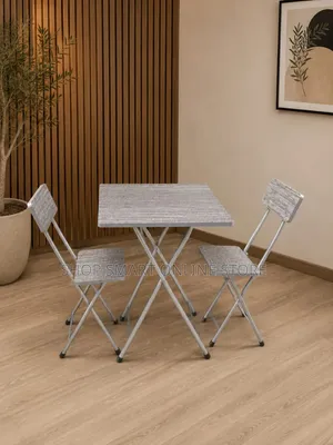 Gray Wooden Foldable Reading Table and Chairs