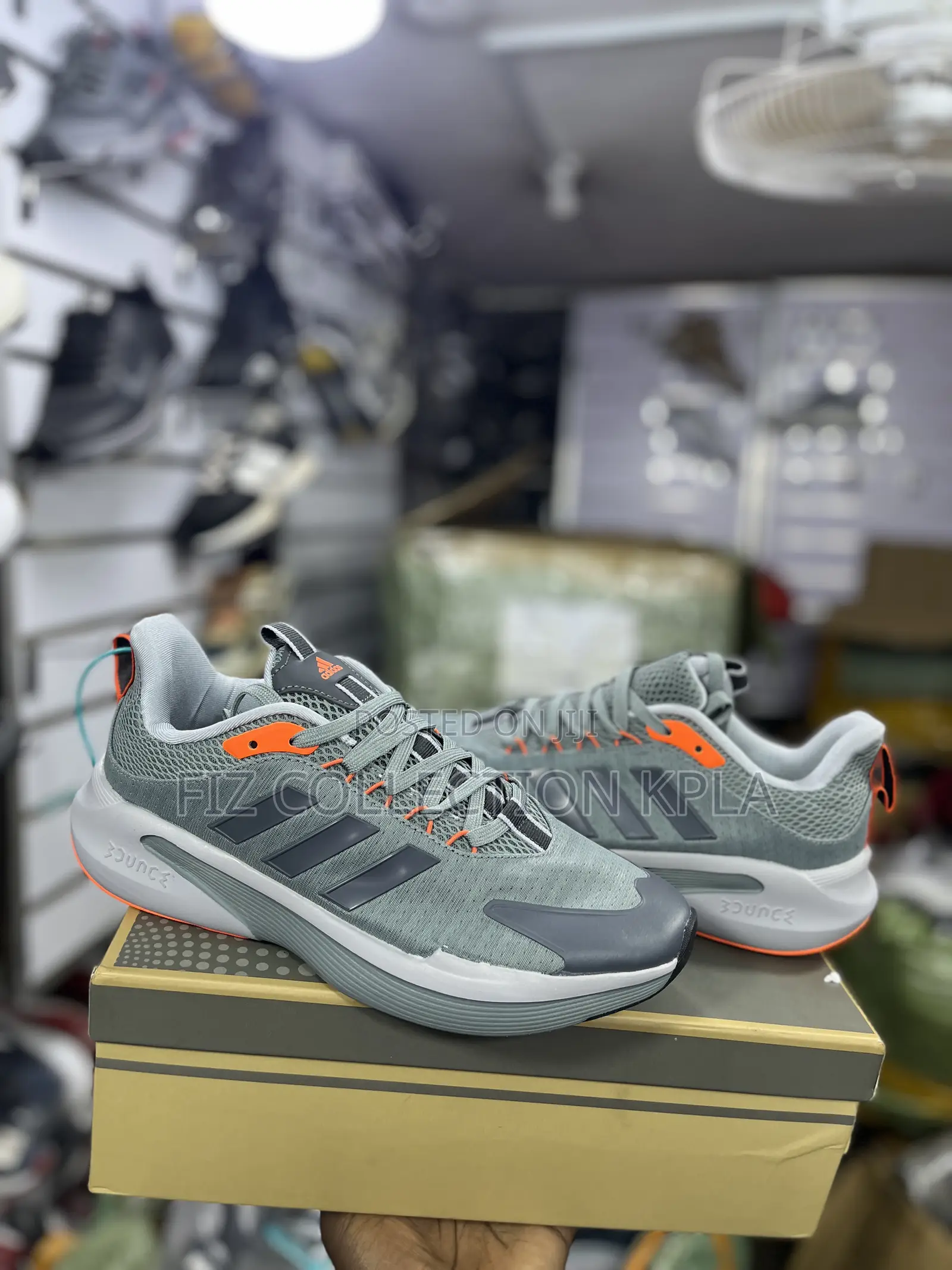 Original Adidas Alphaedge Grey Orange Mesh Running Sneakers